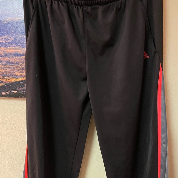 Adidas Pants Men Large Black Basketball Warm Ups Gym Athletic Track Joggers - Picture 2 of 3